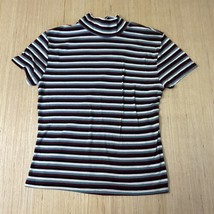 Eye Candy Multicolored Striped T-Shirt Top Mock Neck Size Juniors Large - £7.79 GBP
