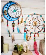 Set Of 2 Southwestern Indian Boho Chic Moon Gray Wolf Feather Wall Dream... - €61,82 EUR