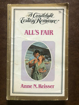 Candlelight Ecstasy Romance #51 Anne Reisser ALL&#39;S FAIR 1982 Great Cover Art - $2.96