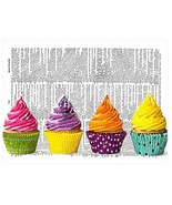 Art N Wordz Colorful Cupcakes Original Dictionary Page Wall/Desk Pop Art... - €21,30 EUR