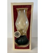 Vintage Lamplight  Farms Clear Glass Hurricane Oil Lamp Green Base-NEW - $29.70