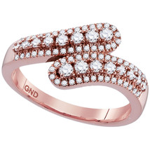 10k Rose Gold Womens Round Diamond Bypass Fashion Band Ring 1/2 Cttw - £448.29 GBP
