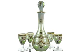 Bohemian Cut Overlay Glass Decanter and wine glasses - £234.32 GBP