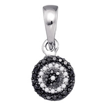 10K White Gold Black Color Enhanced Diamond Concentric Circle Cluster Pendant - £94.90 GBP