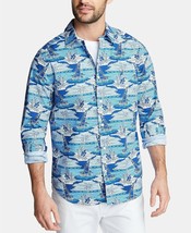 Nautica Men&#39;s Classic Fit Sailboat Woven Button-Down Shirt Blue-Small - $367.54 MXN
