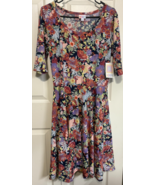 Lularoe Nicole XL Floral Knee Length Elbow Sleeve Dress NEW - $14.85