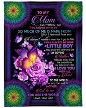 To My Mom Blanket Gift From Son Floral Mandala Colorul Butterflies Art Blankets - £46.45 GBP+