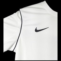 Womens White Athletic T Shirt Medium Nike with Black Stripe Soccer Workout - £20.06 GBP