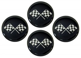 Corvette Emblem Set Wheel Cross Flag Black 2&quot; Set of 4 - £15.44 GBP