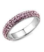 Jewel Encrusted Stainless Steel Eternity Band Pink Crystal TK316 - $27.23 CAD