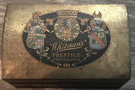 Vintage Empty Whitman&#39;s Prestige Chocolates Tin Chest Royal Crest 6&quot; X 4&quot; X 3&quot; - £6.13 GBP
