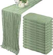 12 Pack 10Ft Cheesecloth Table Runner 35X120 Inch Boho Gauze, Dusty Sage Green - £40.08 GBP