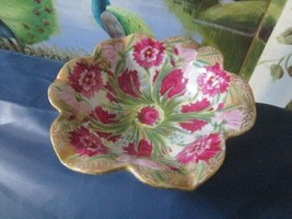 JAPANESE HAND PAINTED GOLD AND PURPLE FLOWERS BOWL 2 X 7 1/2  - £97.34 GBP