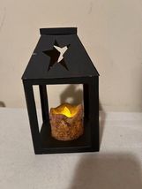 Small Star Cutout Flameless Candle Lantern in Black Metal image 4