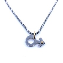 Stainless Steel 14k Yellow Gold Gender Symbol Necklace - Italian Craftsm... - £70.12 GBP