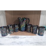 Bennett Carnival Glass Water Pitcher &amp; Tumbler Set, Inverted Strawberry ... - $396.00