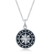 Sterling Silver Oxidized Compass Pendant - £92.86 GBP