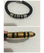 Fashion Leather bracelet Jewelry stainless steel Silver/gold Style US Se... - £14.22 GBP