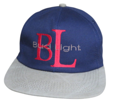 Bud Light Snapback Blue Hat VTG Cap 1990s Made in USA NOS - $27.03 CAD