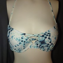 Hollister 34B Bathing Suit Bikini Top White Blue Padded Underwire - £12.58 GBP