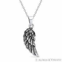 Angel&#39;s / Eagle Wing Antique-Finish 925 Sterling Silver Charm Pendant &amp; Necklace - £12.29 GBP+