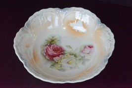 Antique Bavaria Germany Luster Gold Pink Roses Floral Decorative Bowl Dish 9&quot;  - £41.80 GBP