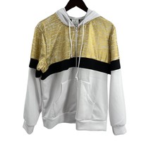 Ashley Stewart Sport White Zip Front Hoodie Gold Accent Size 14/16 New - £15.31 GBP