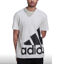 Men&#39;s adidas Essentials Giant Logo Tee White w Black logo Size Medium Ru... - £13.79 GBP