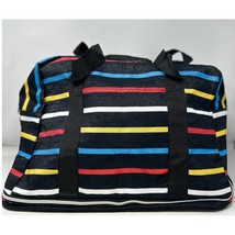 Canvas Black Striped Blue Yellow Red White Large Luggage, Beach or Gym B... - $28.05