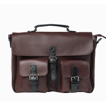 Scione Men Leather Bag Men&#39;s Laptop Briefcase Bag Vintage Male Office Messenger  - £58.12 GBP