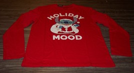 Walt Disney Lilo And Stitch Santa Hat Christmas Long Sleeve T-Shirt Medium New - £19.77 GBP