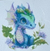 Baby Dragon Stamped Cross Stitch Blue Pink Purple 5.5&quot; x 5.5&quot; So Cute - $19.27