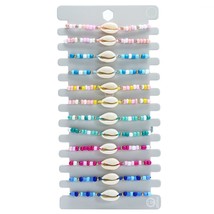 12pcs/lot Shell Flower String Rope Adjustable Braided Bracelets Set Colorful Bea - £23.78 GBP