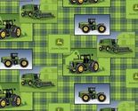 Cotton John Deere Tractors Plaid Green Patch Fabric Print by the Yard D5... - $12.95
