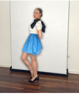 Versace BRIGHT BLUE Bustle Mini Skirt Italian Designer Vintage Skirt - $1,909.15 CAD