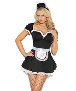 Maid Costume Mini Dress Apron Head Piece Lace Trim Ruffles French Unifor... - $41.57+