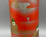 Vtg Norleans Japanese Red Orange Gold Ceramic Vase Painted Landscape Design - $17.32