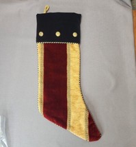 Vintage Woof &amp; Poof Gold Chenille &amp; Red Velour Black Cuff Christmas Stocking 20&quot; - £103.19 GBP