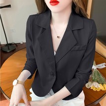 Summer Autumn Korean Style Solid Elegant Fashion Blazers Women Short Lon... - £78.20 GBP