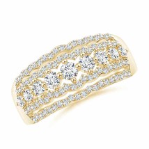 ANGARA Multi-Row Diamond Anniversary Ring in 14K Solid Gold - £2,109.59 GBP