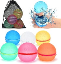 Reusable Water Balloons 6Pcs with Mesh Bag Self Sealing Silicone Ball Latex Free - £34.88 GBP