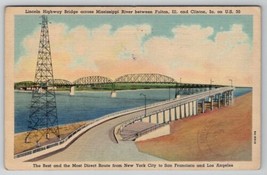 Clinton Iowa Lincoln Highway Bridge across Mississippi River Postcard D30 - £3.10 GBP