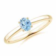 ANGARA Classic Solitaire Oval Aquamarine Promise Ring for Women in 14K Gold - £329.45 GBP