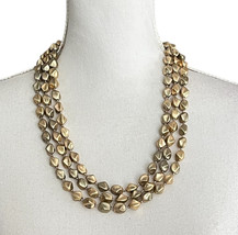 Chico’s 3 Strand Chunky Gold Tone Beaded Necklace Statement - $19.79