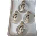 Box of 4 VTG Enchanted Forest Glass Christmas Ornaments Angel White Glitter - $12.00