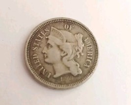 1868 Nickel 3-Cent Piece, Nickel Three-Cent Piece, USA 3C Type Coin - $18.80