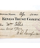 1915 Kineo Trust Company Bank Check E.A. Sampson Dover Maine Signed 7061... - $27.32 CAD