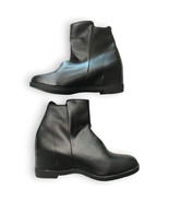 Lucksender Black Ankle Boots Almond Toe, 2&quot; Hidden Heel, Side Zip Size 9... - $13.65 CAD