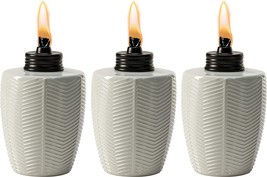 Brand Table Torch Glass Herringbone Ivory Decorative Table Top Torches for Outdo - £40.43 GBP