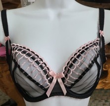 Freya Bra Size 30DDD Underwire Black Lace with Pink Accents Lingerie - £20.56 GBP